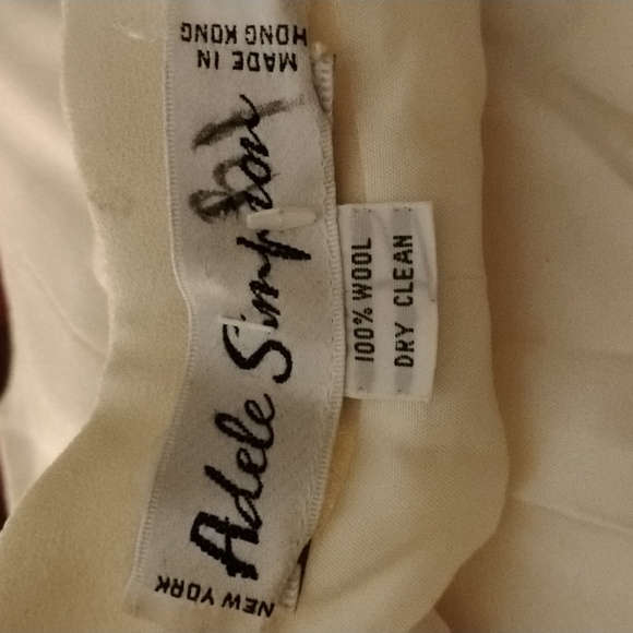 Adele Simpson I Magnin Cream Wool Button Down Dress Hong Kong 8 Bust 36 Lengt 44 - Picture 6 of 8